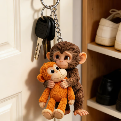 Monkey Hugging Monkey Acrylic Keychain -Gift For Family, Friends, Loved Ones